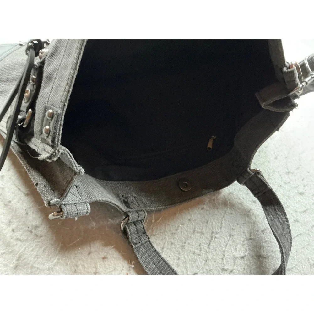 Rock Revival Y2K Canvas Messenger Bag Studded Crossbody Tote Grey OS Streetwear